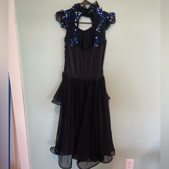 SOLD ♥️ Costume Gallery blue and black sequin high-low dance costume - Picture 4 of 9